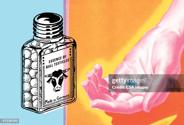 stockillustraties, clipart, cartoons en iconen met essence of bull testicles - machos