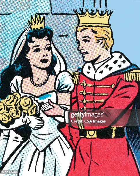 ilustrações, clipart, desenhos animados e ícones de casamento do príncipe e princesa - rei pessoa real