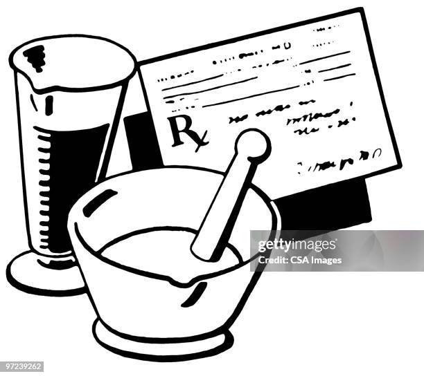 ilustraciones, imágenes clip art, dibujos animados e iconos de stock de medicine - maja y mortero