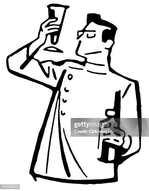 scientist - mixing chemicals stock illustrations