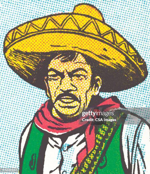 mexican - portraits of people blue background stock illustrations