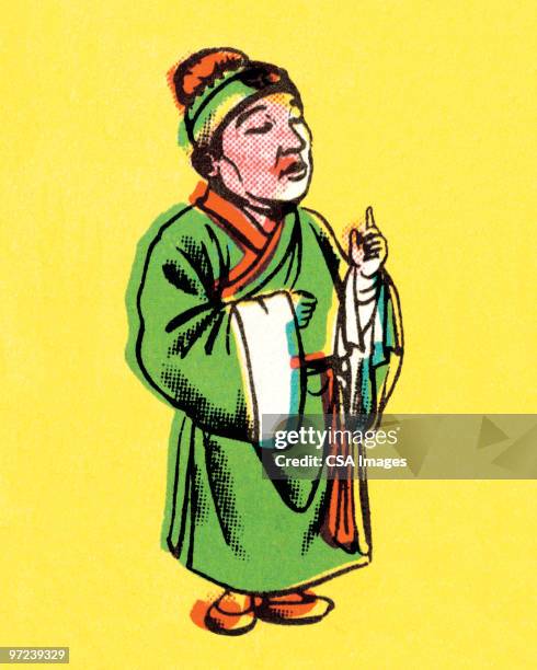 asian man - learning chinese stock illustrations