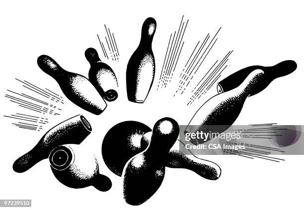 stockillustraties, clipart, cartoons en iconen met strike - bowlen