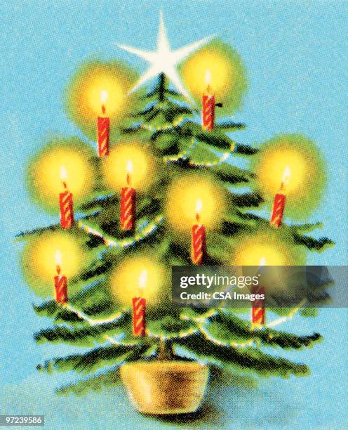 ilustraciones, imágenes clip art, dibujos animados e iconos de stock de christmas tree - velas navideñas