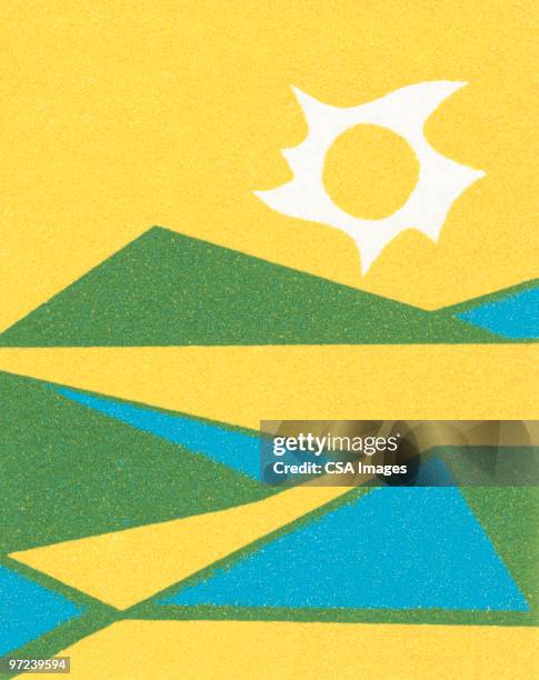 sun on the mountains - outdoor lights stock illustrations
