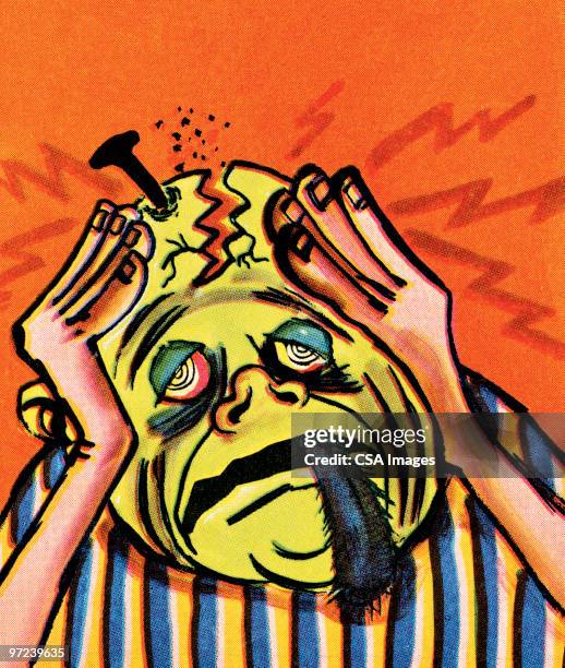 terrible headache - hungover stock illustrations
