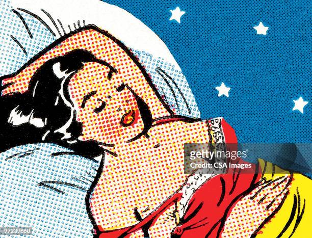 ilustrações, clipart, desenhos animados e ícones de sleeping woman - camisola