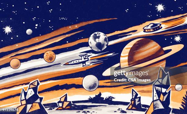 outer space - space exploration stock illustrations
