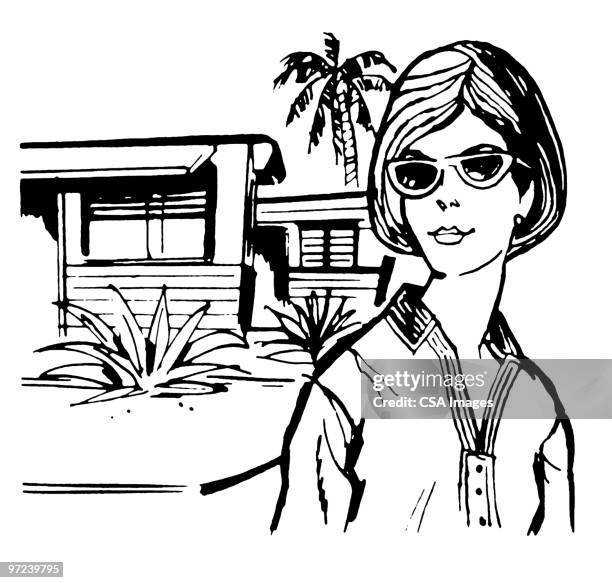 house - sunglasses woman stock illustrations
