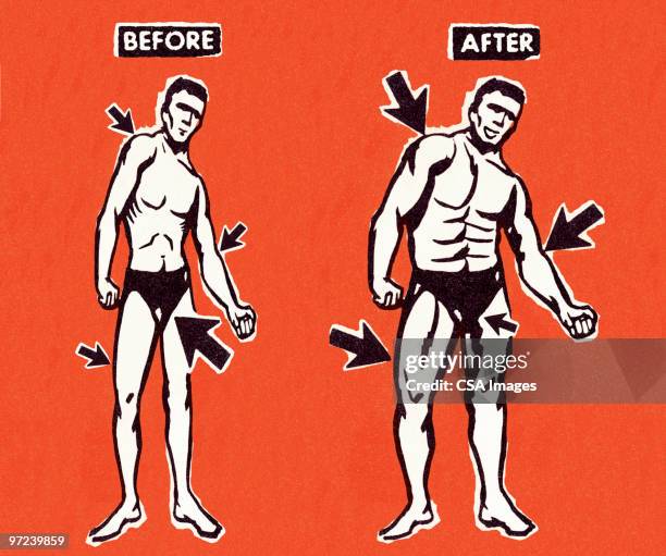 muscle man makeover - showing off stock illustrations