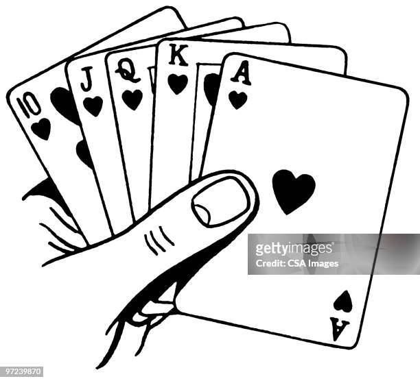 playing cards - hand holding card stock illustrations