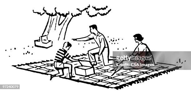 picnic - picknick park stock-grafiken, -clipart, -cartoons und -symbole