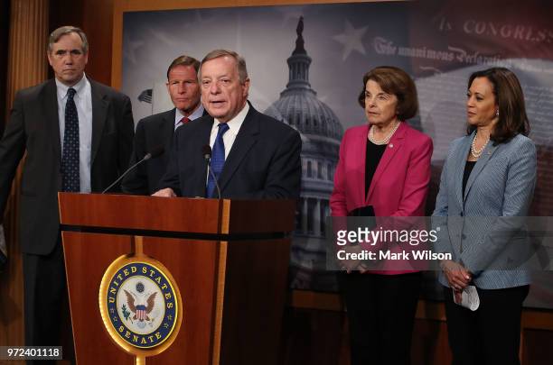 Senate Minority Whip Dick Durbin, , speaks about the Keep Families Together Act, which aims to prevent the separation of immigrant children from...