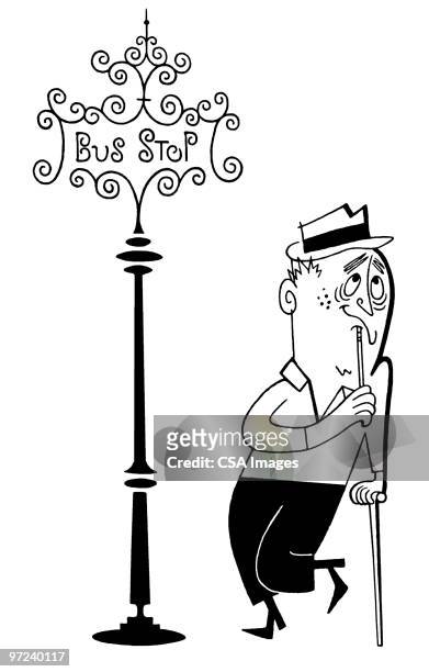 bildbanksillustrationer, clip art samt tecknat material och ikoner med bus stop - bus stop