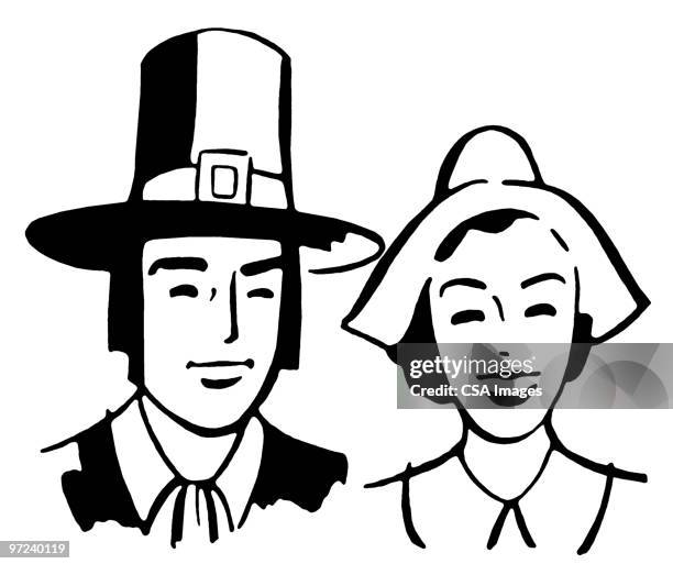 pilgrims - pilgrim costume stock illustrations