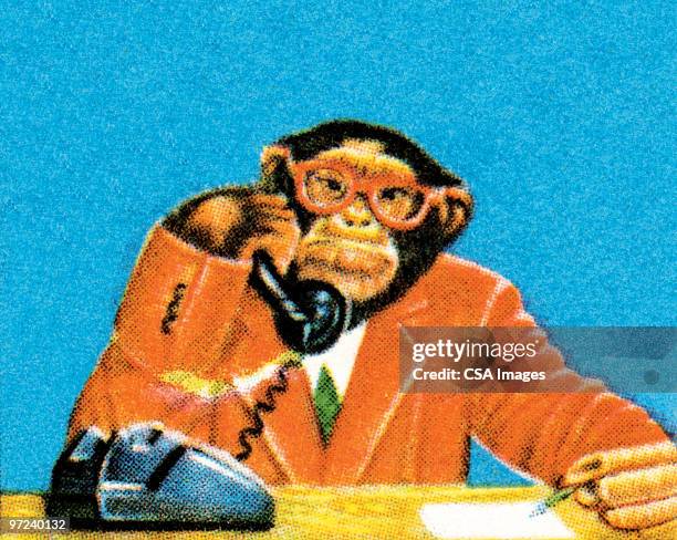 stockillustraties, clipart, cartoons en iconen met a monkey could do this job - aap