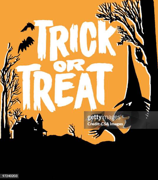 trick or treat - house side view illustration stock illustrations