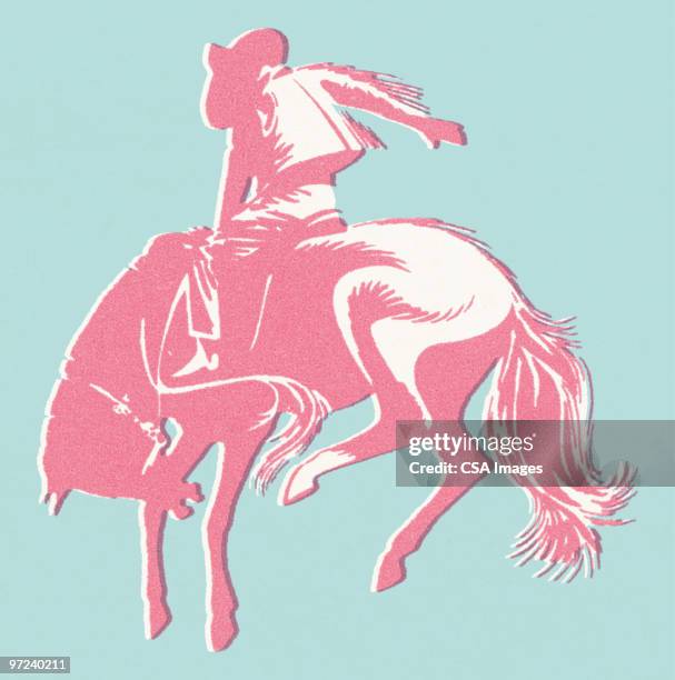 cowboy - bucking bronco stock illustrations