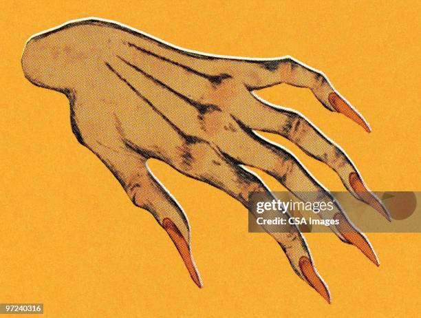 ilustraciones, imágenes clip art, dibujos animados e iconos de stock de witch's hand - claw