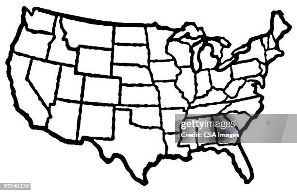 usa - united states map black and white stock illustrations