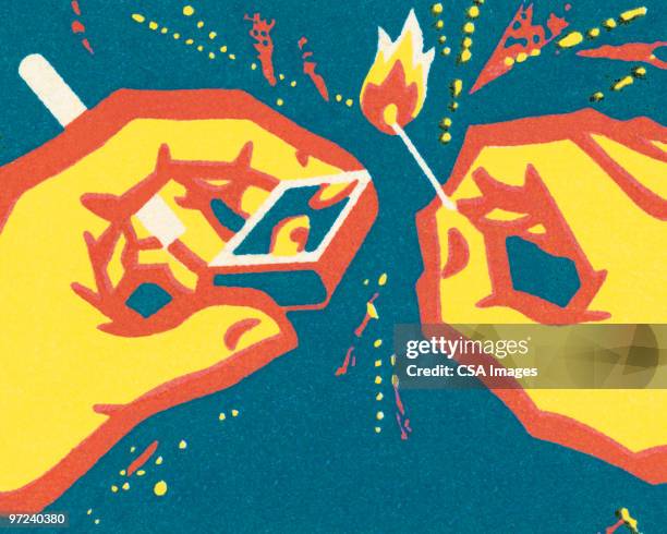 lighting a match - sparks stock illustrations