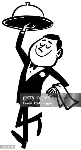 waiter - serviette stock illustrations