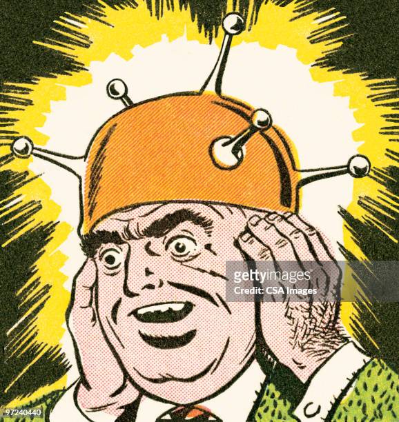 thinking cap - headache illustration stock illustrations