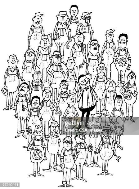 working men - work overalls stock illustrations