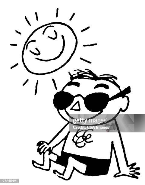 man in sun - man sunbathing stock illustrations