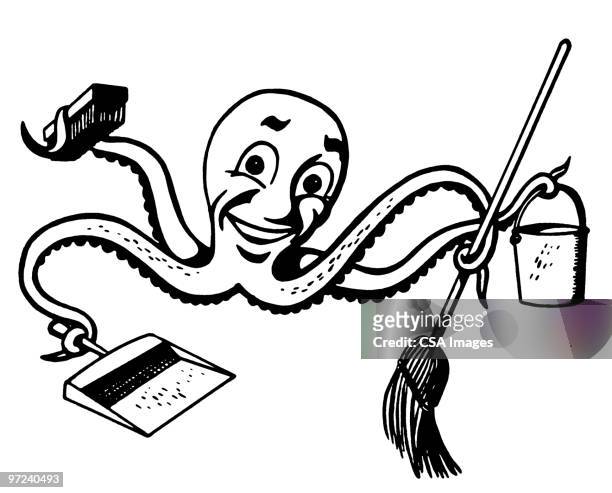 octopus - cleaner stock illustrations