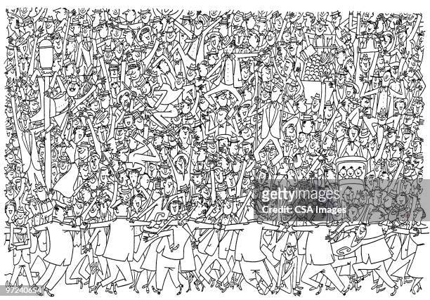crowd of people - leading stock illustrations