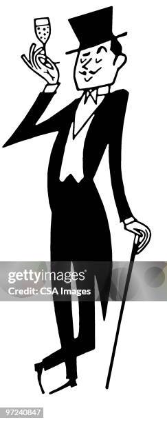 man in tuxedo - vain man stock illustrations