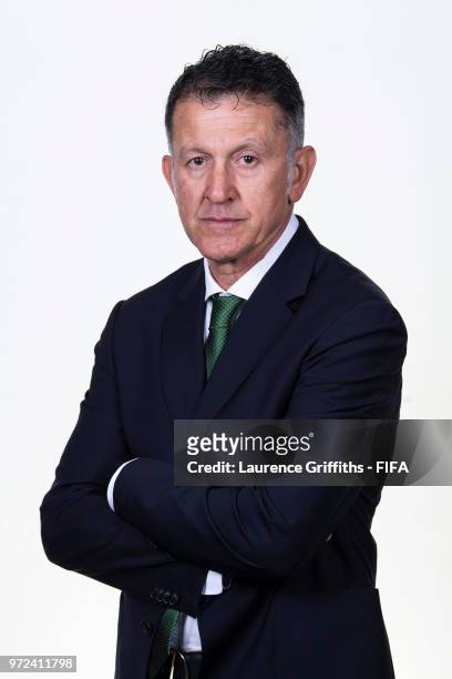 Head Coach, Juan Carlos Osorio of Mexico poses for a portrait during the official FIFA World Cup 2018 portrait session at the Team Hotel on June 12,...