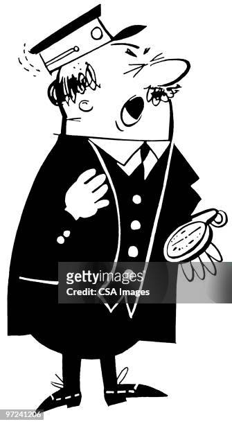 station conductor - railway track stock illustrations