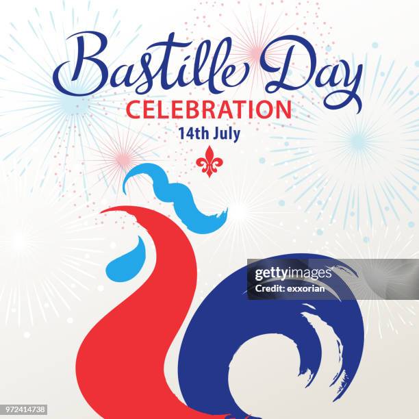 bastille day celebration - rooster stock illustrations