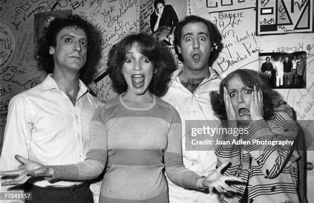 Comedian Andy Kaufman joins Friday's cast members L-R Mark Blankfield, Melanie Chartoff, Kaufman and Brandis Kemp on February 20, 1981 in Los...