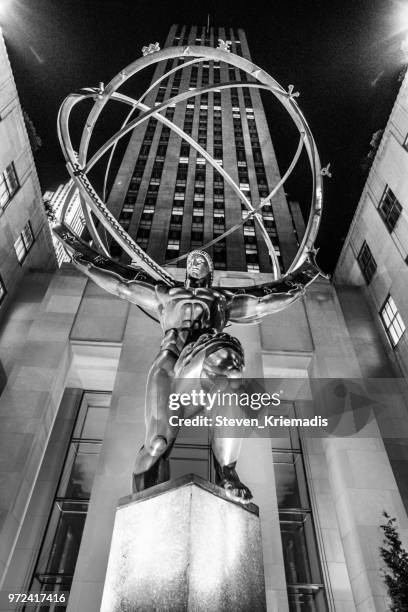 centro de rockefeller - nyc - atlas figura mitológica - fotografias e filmes do acervo
