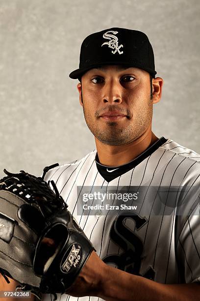 Sergio Santos of the Chicago White Sox poses during photo media day at the White Sox spring training complex on February 28, 2010 in Glendale,...