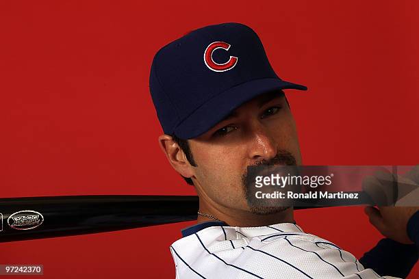 Xavier Nady of the Chicago Cubs poses for a photo during Spring Training Media Photo Day at Fitch Park on March 1, 2010 in Mesa, Arizona.