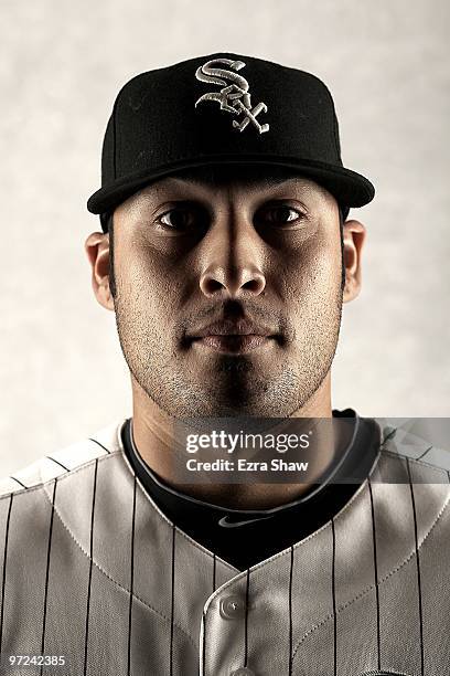 Sergio Santos of the Chicago White Sox poses during photo media day at the White Sox spring training complex on February 28, 2010 in Glendale,...