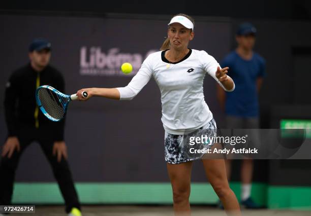 Elise Mertens from Belgium in action against Polona Hercog from Slovania during their First Round, Ladies Singles Match on Day Two of the Libema Open...