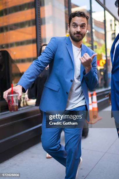Jake Johnson is seen in NoHo on June 12, 2018 in New York City.