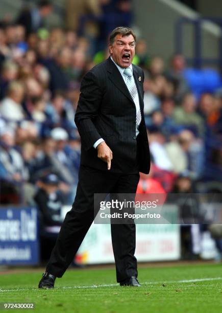 Bolton Wanderers manager Sam Allardyce shouts instructions from the touchline during the Barclays Premiership match between Bolton Wanderers and...