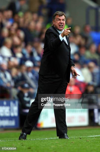 Bolton Wanderers manager Sam Allardyce shouts instructions from the touchline during the Barclays Premiership match between Bolton Wanderers and...