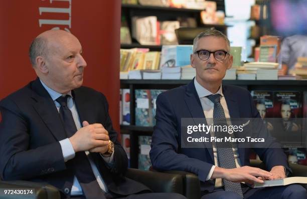 Giuseppe Marotta, CEO of Juventus FC and Alessandro Antonello CEO of FC Internazionale attend the 'La Fine del Calcio Italiano' Book Presentation on...