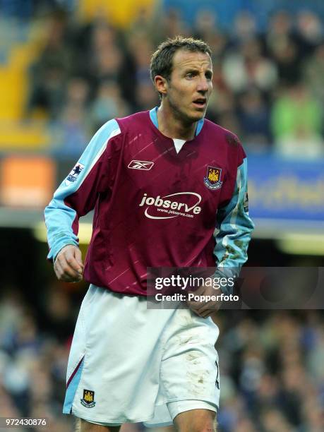 Lee Bowyer of West Ham United in action during the Barclays Premiership match between Chelsea and West Ham United at Stamford Bridge in London on...