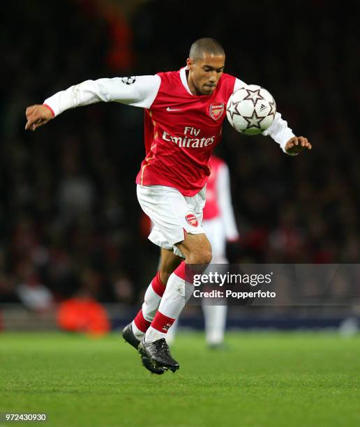 Gael Clichy of Arsenal in action during the UEFA Champions League Group G match between Arsenal and Hamburg SV at The Emirates Stadium in London on...