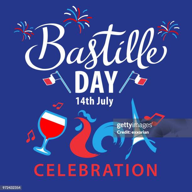 bastille day celebration - rooster stock illustrations