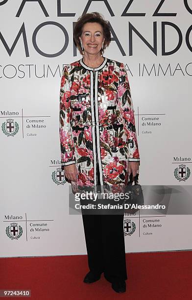 Letizia Moratti attends the opening of new exhibition space at Palazzo Morimondo dedicated to fashion and costume on March 1, 2010 in Milan, Italy.