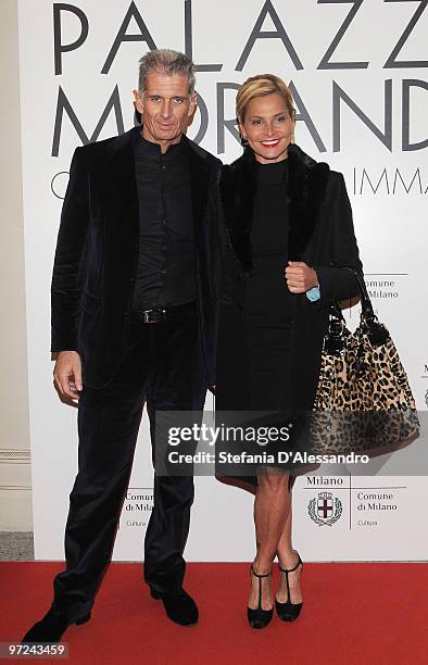 Massimiliano Finazzer Flory and Simona Ventura attend the opening of new exhibition space at Palazzo Morimondo dedicated to fashion and costume on...